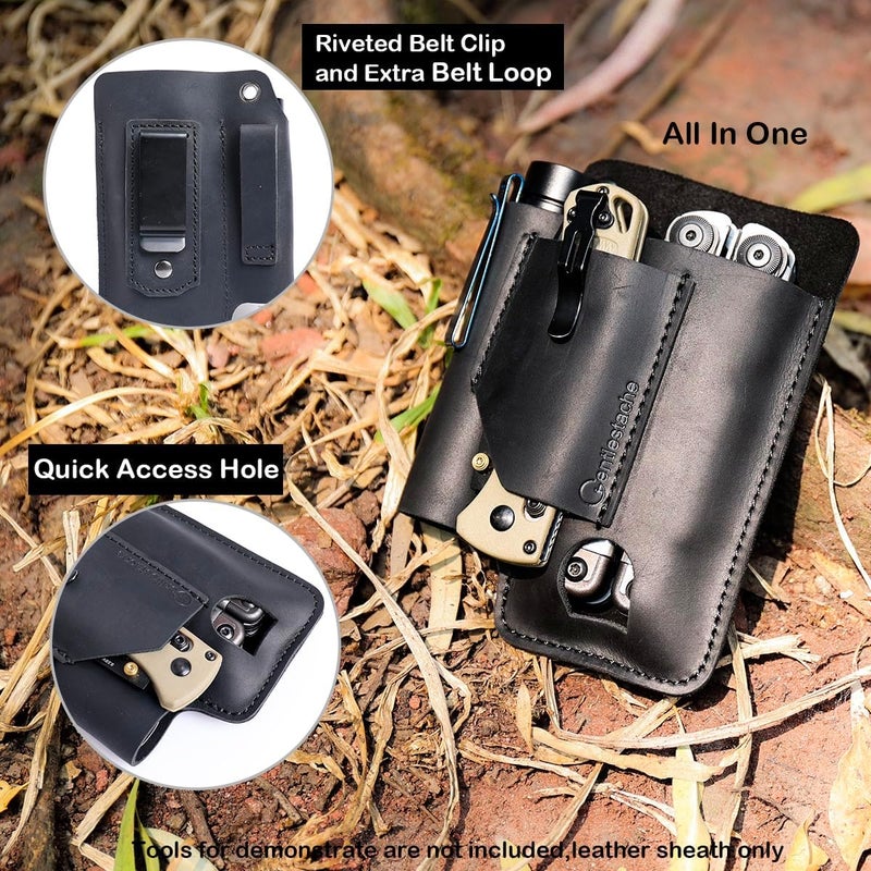 Gentlestache Leather Multitool Sheath - Belt Clip EDC Belt Organizer - Leather Multi Tool Holster for Belt - Multitool Holder - Image 3